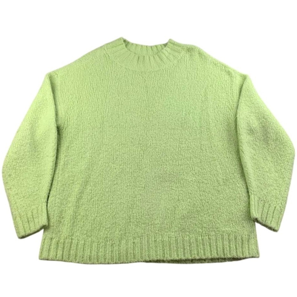 PISTOLA Sweater‎ Women XS Green Alpaca Wool Blend Chunky Cuffs Crew Neck Sleeves